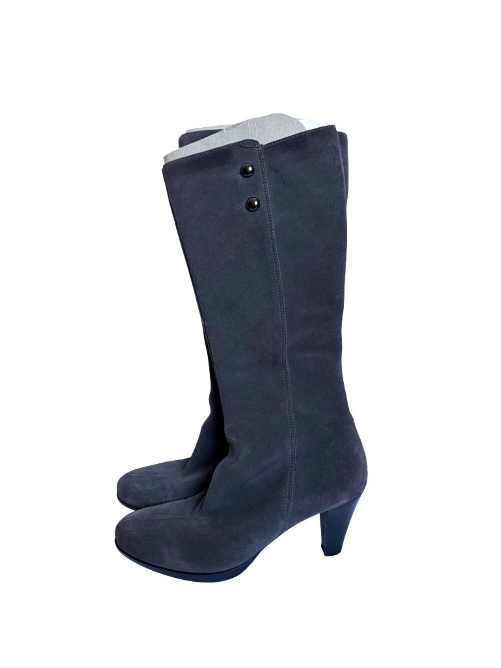 La Canadienne Mazy Suede Heeled Boots 8 Gray Waterproof Winter Canada Made